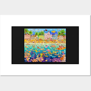 tropical swim beach party Posters and Art